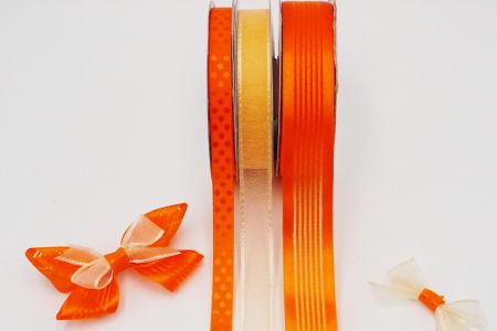 Очаровательный набор атласных лент в оранжевых тонах_C1-1519